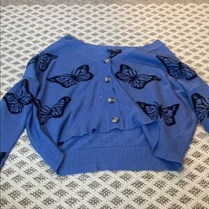 Royal Blue Butterfly Cardigan Sweater